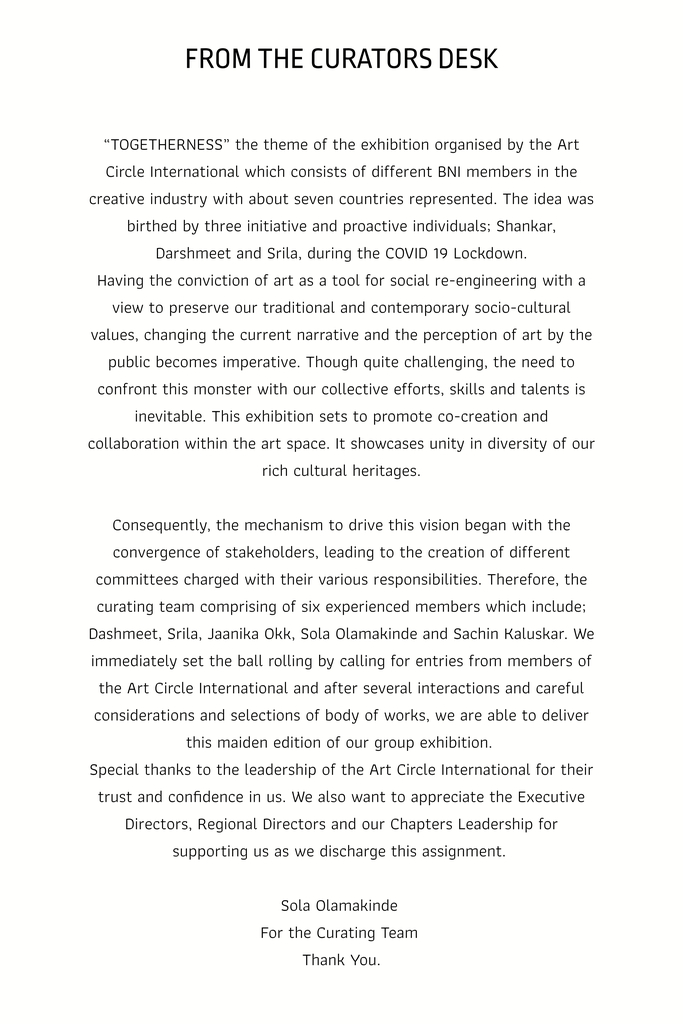 Curatorial Notes Curator's Note - Art in VR